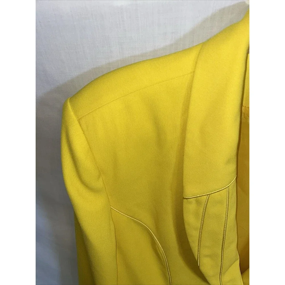 Champagne Italy Dress Blazer Women's Size 24 Yellow Long Sleeve Button Front